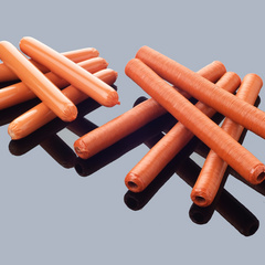Shirred hot dog casings