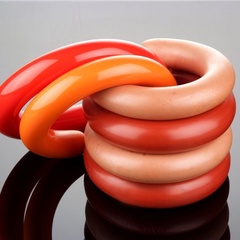 Red orange and transparent ring casings