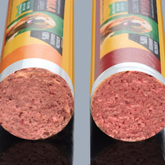 Cut dog sausage